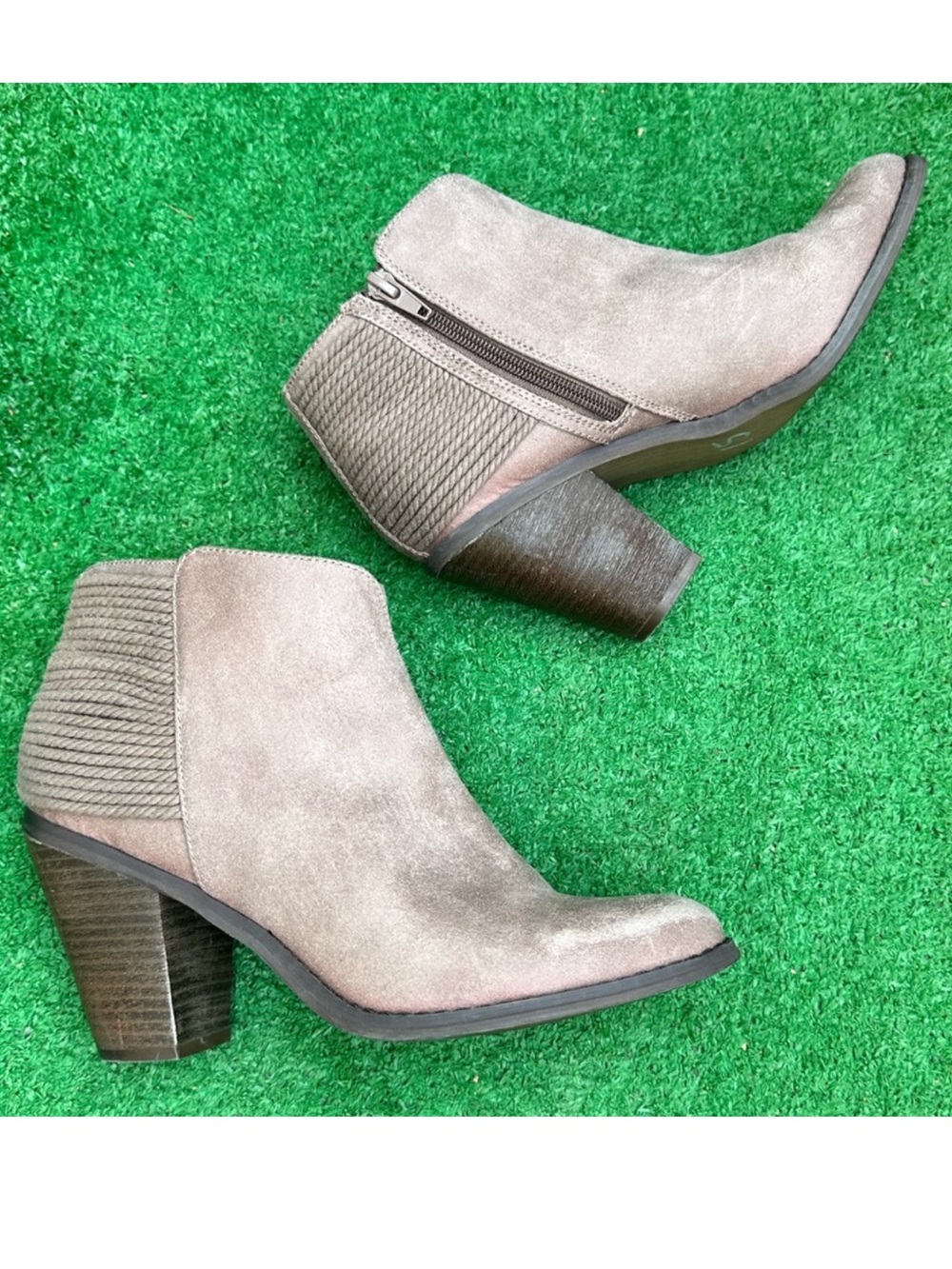Carlos Santana Taupe Suede Ankle Booties